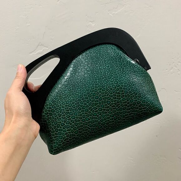 Handmade Genuine Embossed Leather, Wooden Frame Clutch/Crossbody/Evening Bag - Picture 3 of 12